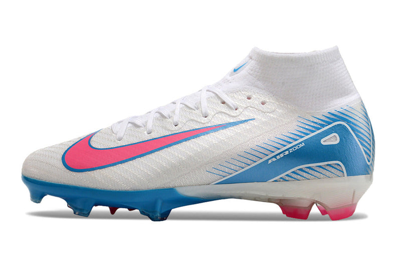 Chuteira Nike Air Zoom Mercurial Superfly 9 Elite FG Campo - Azul e Rosa