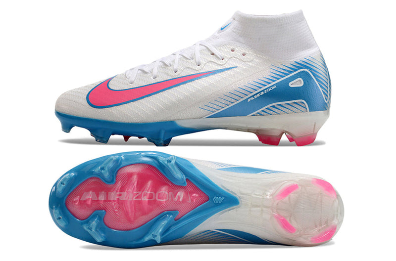 Chuteira Nike Air Zoom Mercurial Superfly 9 Elite FG Campo - Azul e Rosa