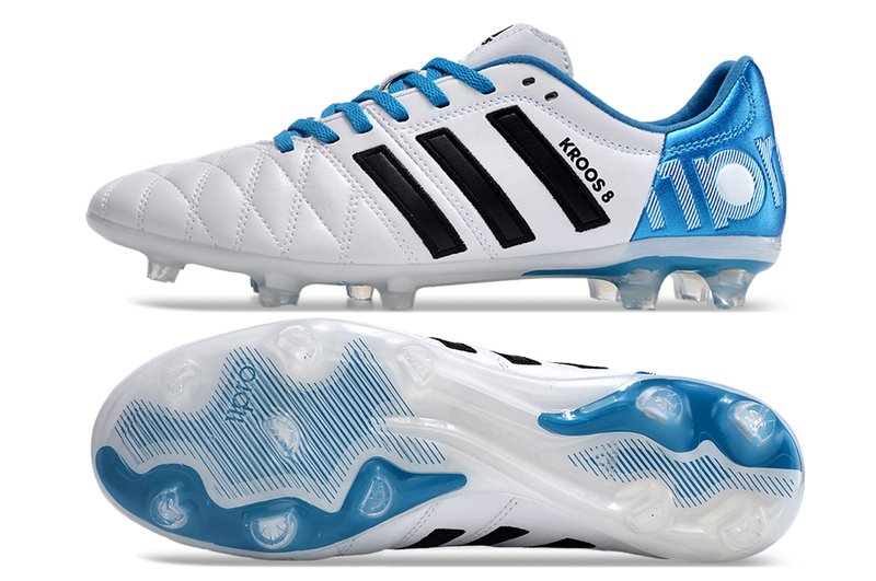 Chuteira Adidas Campo Adipure 11Pro FG - Branco e Azul