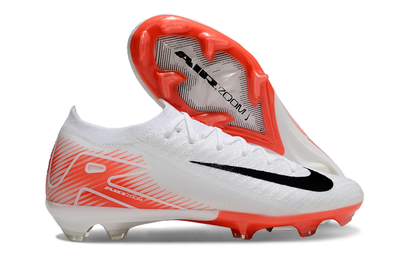 Chuteira Nike Air Zoom Mercurial Vapor 16 Elite FG Campo - Branco e Laranja