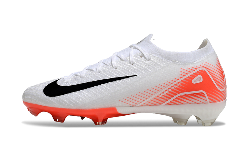 Chuteira Nike Air Zoom Mercurial Vapor 16 Elite FG Campo - Branco e Laranja