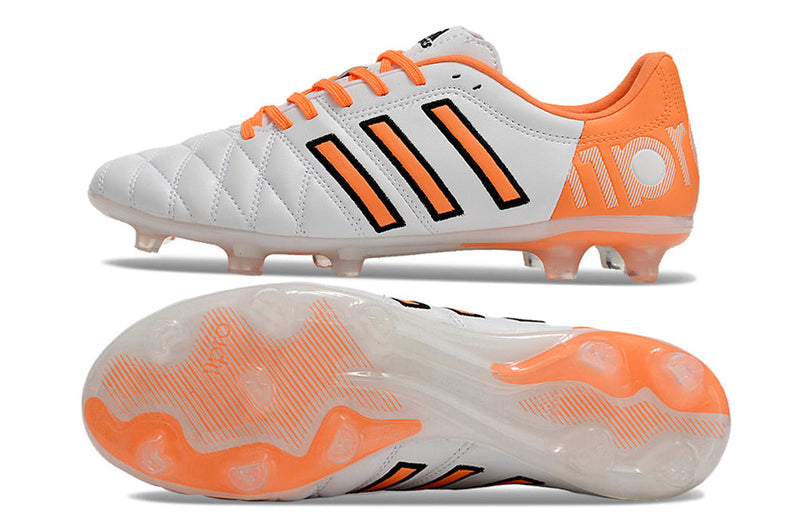 Chuteira Adidas Campo Adipure 11Pro FG - Branco e Laranja